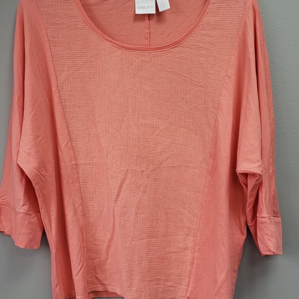 Chico's Blouse Medium or Chico sz 2 Coral - Picture 5 of 5